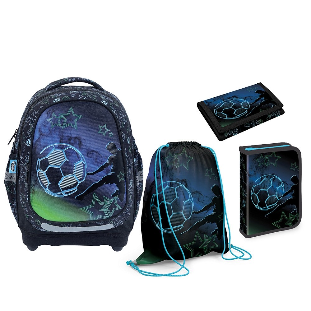 Set micul scolar: Ghiozdan, Penar echipat, Sac sport, Portofel, FOOTBALL - S-COOL