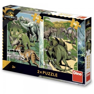 Puzzle 24+48 piese, Jurassic world - Dino Toys
