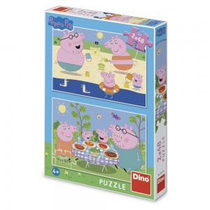 Puzzle 2x48 piese, Peppa pig: On holidays - Dino Toys