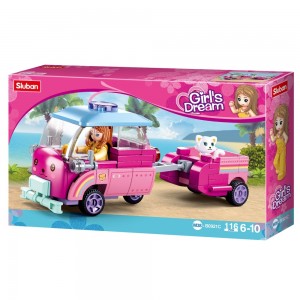 Set de constructie Girl's dream, 116 piese, Masina transport pisica - Sluban