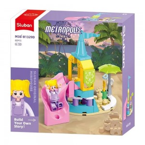 Set de constructie Metropolis, 60 piese, Tobogan - Sluban