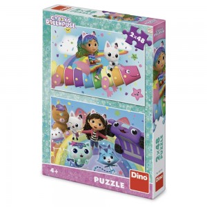 Puzzle 2x48 piese, Gabby on the rainbow - Dino Toys