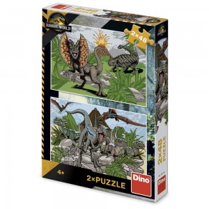 Puzzle 2x48 piese, Jurassic world - Dino Toys