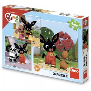 Puzzle 3x55 piese, Bing is playing - Dino Toys