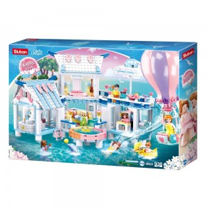 Set de constructie Girl's dream, 938 piese, Vila de vacanta, cu piscina - Sluban