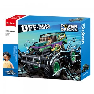 Set de constructie Power bricks, 252 piese, Monster-truck, pull back mecanism - Sluban