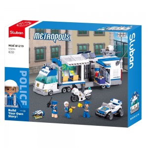 Set de constructie Metropolis, 510 piese, Centru mobil de comanda al politiei - Sluban