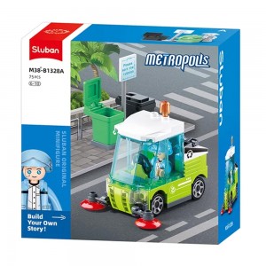 Set de constructie Metropolis, 75 piese, Vehicul de curatat strazi - Sluban