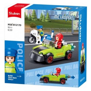 Set de constructie Metropolis, 98 piese, Politist vs Infractor - Sluban