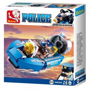 Set de constructie Police, 74 piese, Aeroglisorul politiei - Sluban